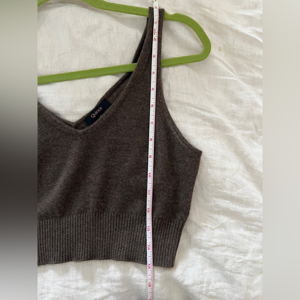 Quince Mongolian Cashmere Cropped Tank- Brown - Picture 6 of 6